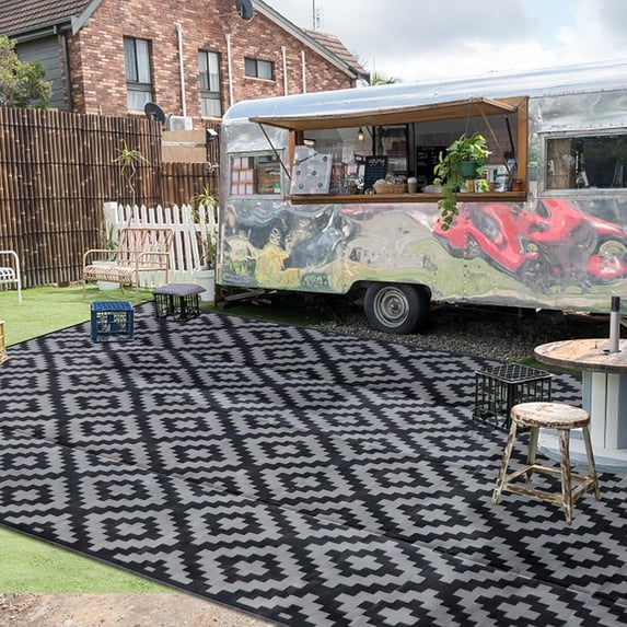 Outdoor Rug for Patio,Waterproof Reversible,Non-Slip Large Area Rug for Camping, RV, Deck, Balcony, Backyard, Multiple Sizes & Patterns