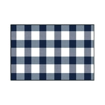 Outdoor Rug Plaid Checkered Front Porch Rug Machine Washable Farmhouse Front Door Mat Outdoor for Front Hello Welcome Mat, Bedroom, Entryway (Blue)
