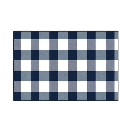 Outdoor Rug Plaid Checkered Front Porch Rug Machine Washable Farmhouse Front Door Mat Outdoor for Front Hello Welcome Mat, Bedroom, Entryway (Blue)
