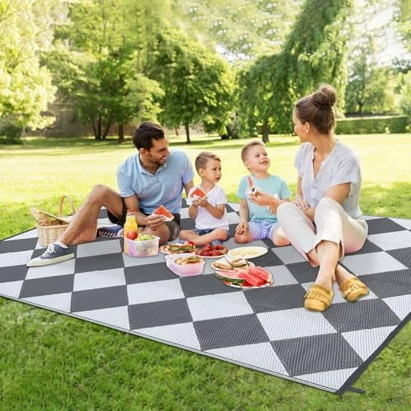 Outdoor Rug Plastic Straw Rug Reversible Outdoor Patio Rugs Waterproof Modern Rug for Outdoors RV Patio Backyard Deck Picnic Beach Trailer Camping Indoor Rug Rhombus