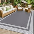 thumbnail image 1 of Outdoor Rug Reversible Portable Plastic Straw Camping Rugs for Outside RV,Large Waterproof Outdoor Area Rugs for Patio,Deck,Porch,Balcony(5'x 8',White&Gray), 1 of 7