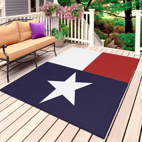 Outdoor Rug, Texas Star Flag Absorbant Non-Slip Area Rugs Mat Carpet for Patio Balcony Porch Backyard Deck Rv Camping 3x5ft Star and White Red Stripe
