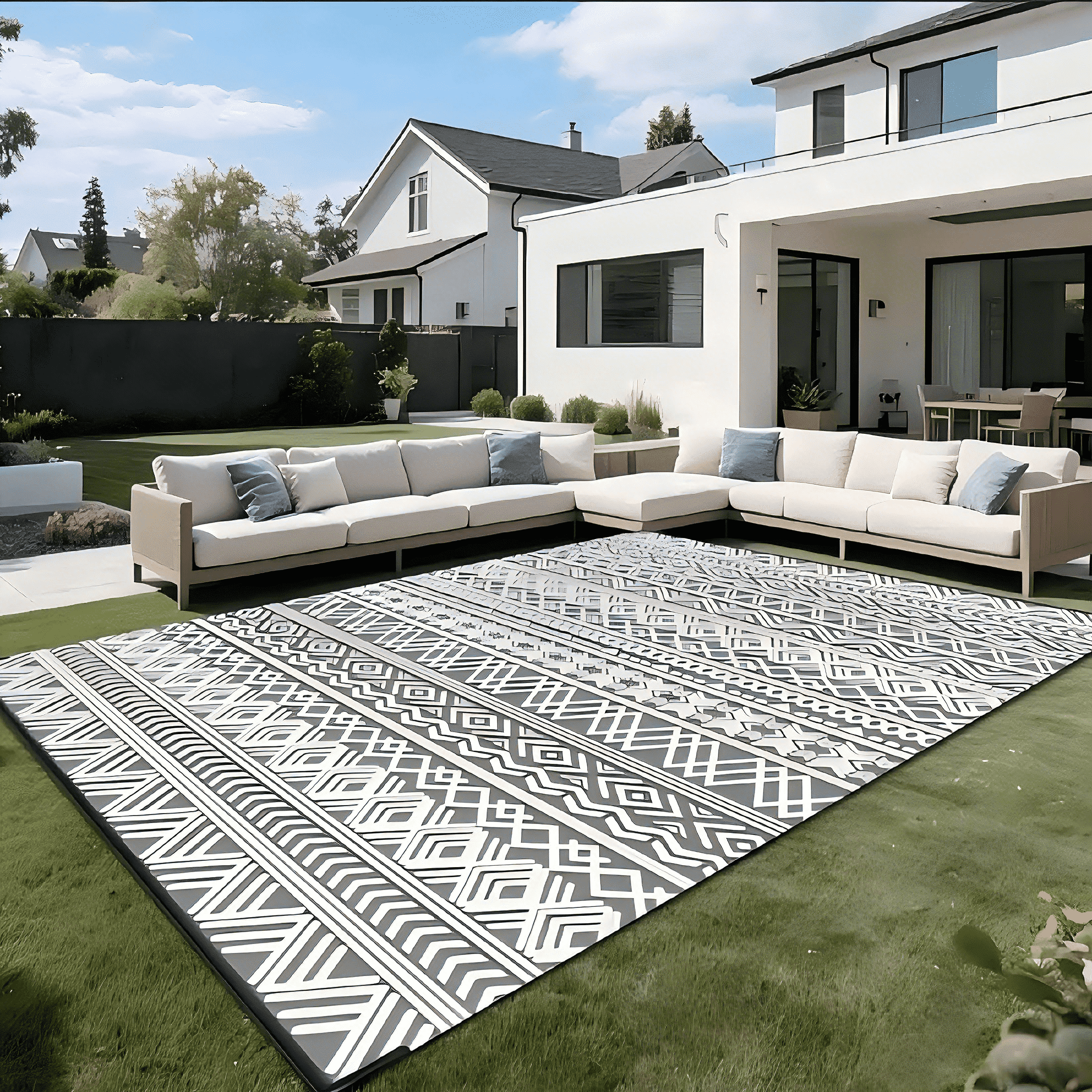 Kzaei Waterproof Outdoor Rug, 8'x10' Reversible Plastic Camping Area ...