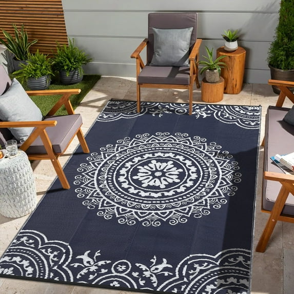 Outdoor Rug Waterproof,Reversible Outdoor Plastic Straw Rug for Patios,Outdoor Area Rug Carpet Floor Mat for Camping Backyard Deck Porch