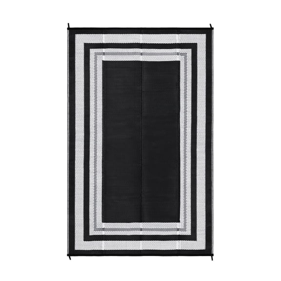 Outdoor Rug Waterproof Reversible – Plastic Straw RV Mat, Modern Border for Patio Camping Balcony Deck Backyard Porch – Stain Resistant