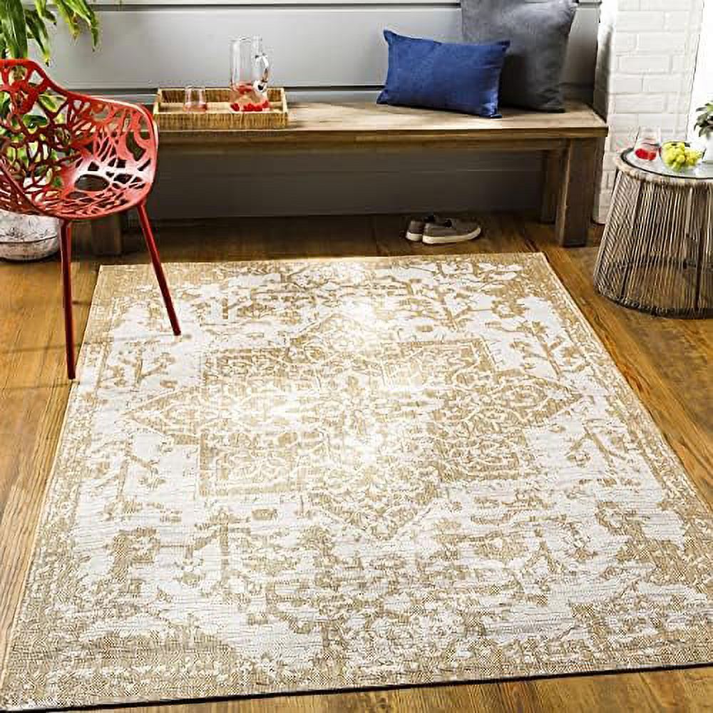 Outdoor Rugs, 4X6 Appelscha Modern Indoor/Outdoor Ivory Area Rug, Non