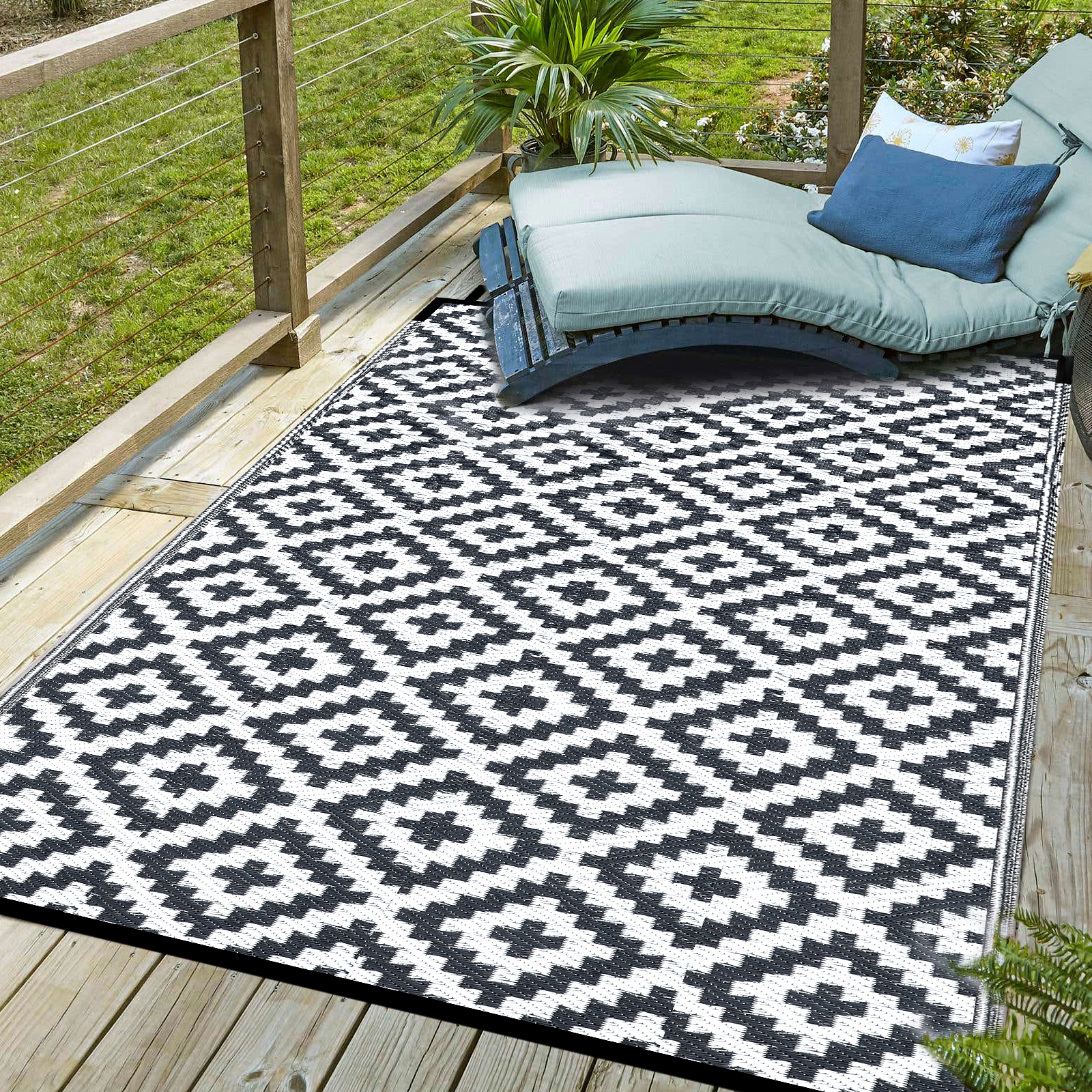 Outdoor Rugs 5' x 8' Waterproof Reversible Plastic Straw Rug Carpet