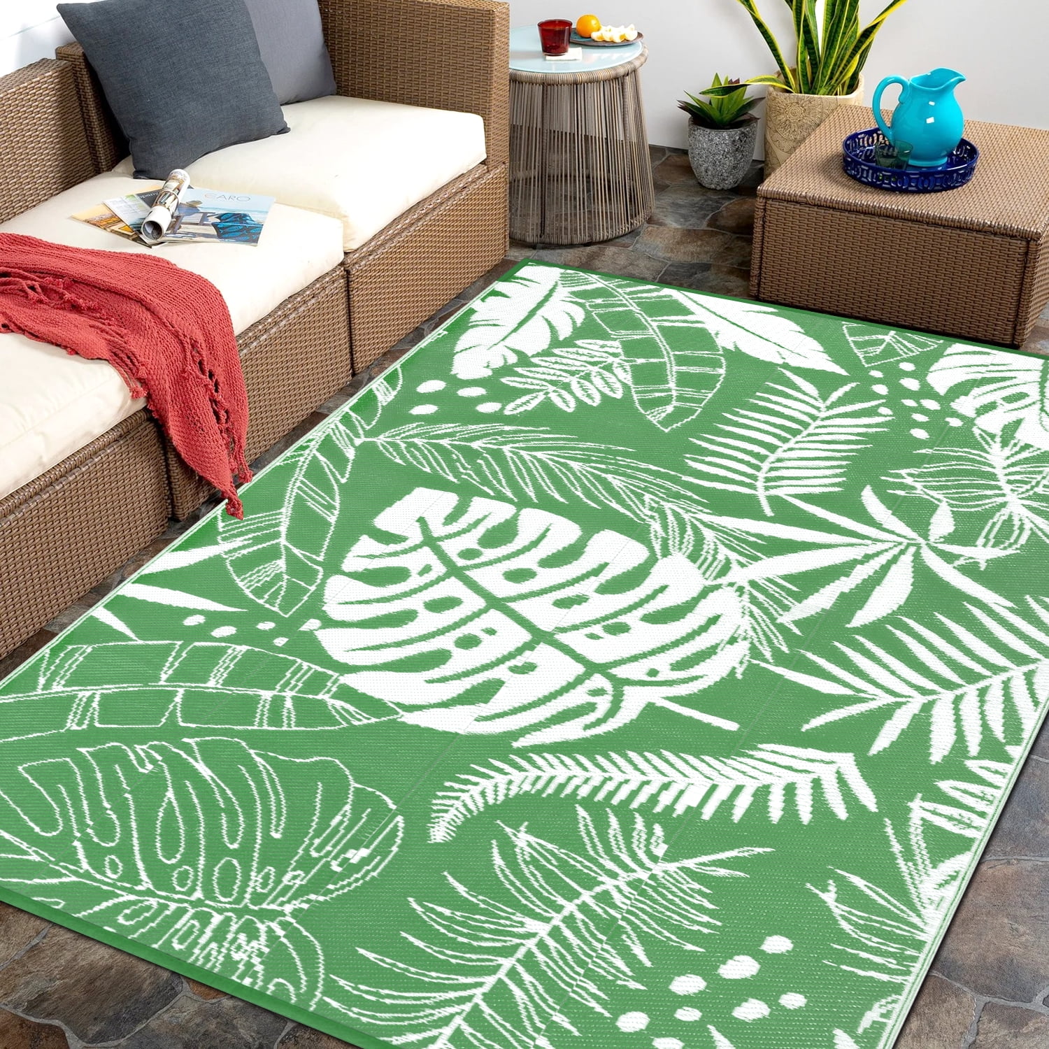 Outdoor Rugs 5x8 for Patio, MJIAexp RV Mat Outdoor Patio Rug