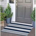 thumbnail image 1 of Outdoor Rugs Blue Striped Hand-Woven Outdoor Rug 24'' x 35'' Machine Washable, 1 of 6