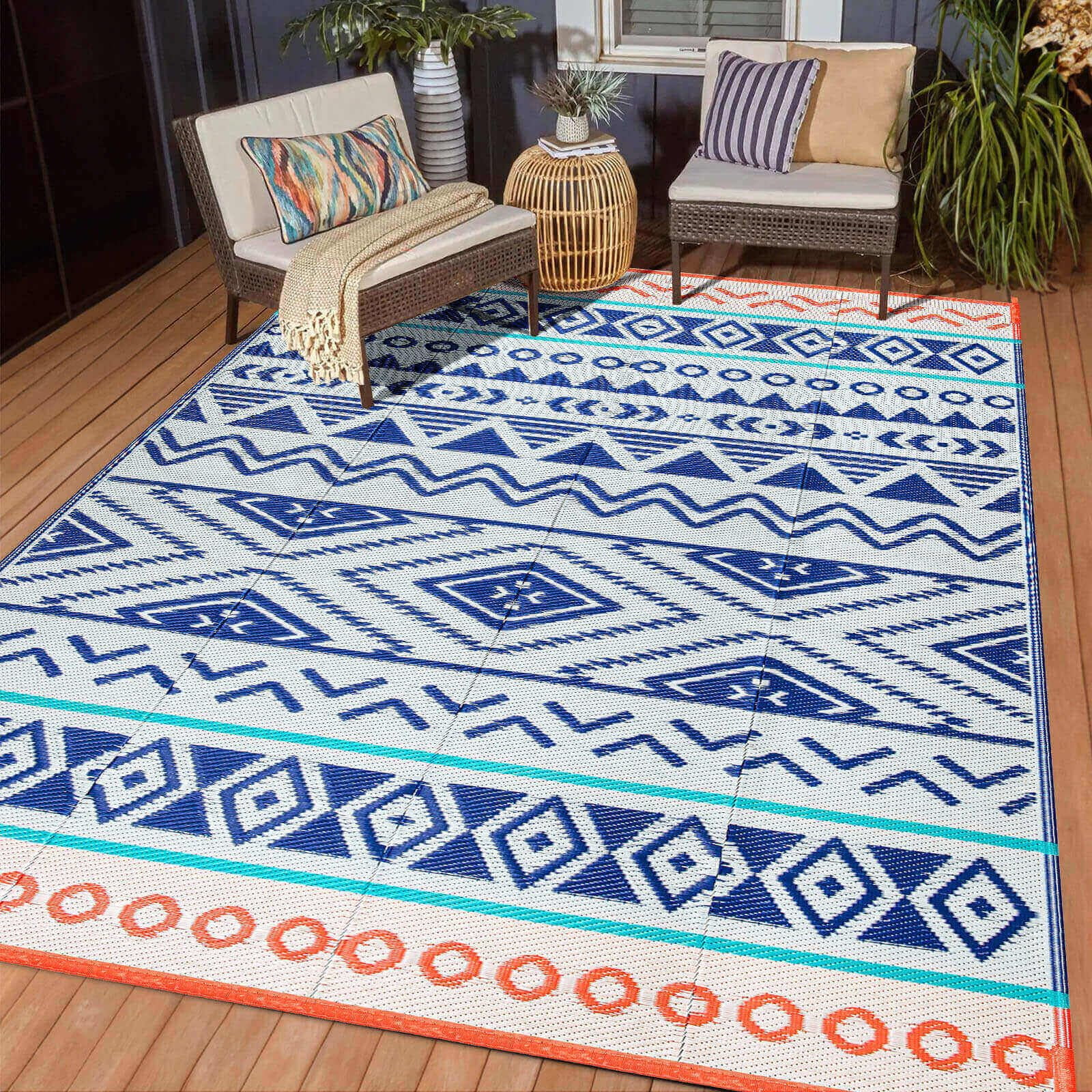 Outdoor Rugs Patio Camping Waterproof - 5x8 Plastic Straw Patio Rug ...