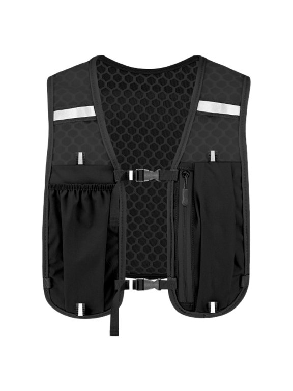 Outdoor Running Vest Bag Wear Resist Water Bottle Storage Backpack Adjustable Hydration Vest Bag Mountaineering Backpack (Black)