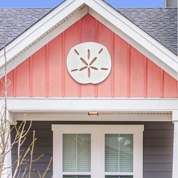 Outdoor Sand Dollar Wall Decor – Coastal Sign for Beach House – PVC Sand Dollar for Indoor Outdoor Use – Ocean Wall Art (3 Foot)