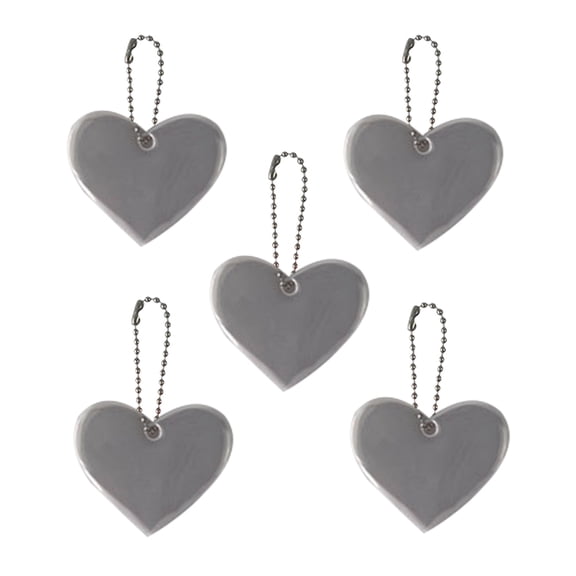 Kyusrd 5PCS Reflective Pendant Outdoor Reflective Pendant Heart Shaped Reflective Suitable For Backpack Riding Walking Running