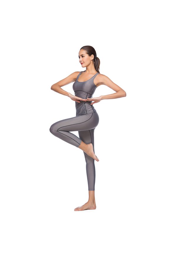 Women Two Pieces Set Yoga Cloth Sports Wrap Crop Tank Top and High Waist Suit