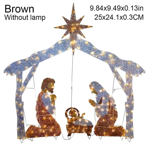 Outdoor Scenery Easter Supplies Yards Sign Front Lawn Sign Lawn Decorations Prayer Jesus Easter BROWN 25X24.1X0.3CM WITHOUT LAMP
