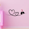 thumbnail image 1 of Outdoor Scenes Wall Decal Lovely Birds Sitting on a One Line Heart Wire Bedroom Wall Decal for Girls Birds Cute Themed Room Decal - Size: 20 In x 6 In, 1 of 5
