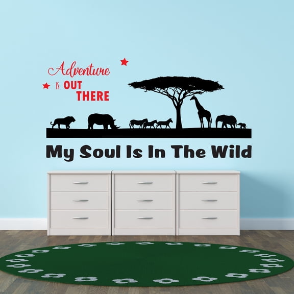 Outdoor Scenes Wall Decals for Boy's Bedroom - Wildlife Scenes with Trees and Different Animals Wall Sticker Decal With Easy Installation Instructions Wall Decal Sticker - Size: 10 In x 5 In