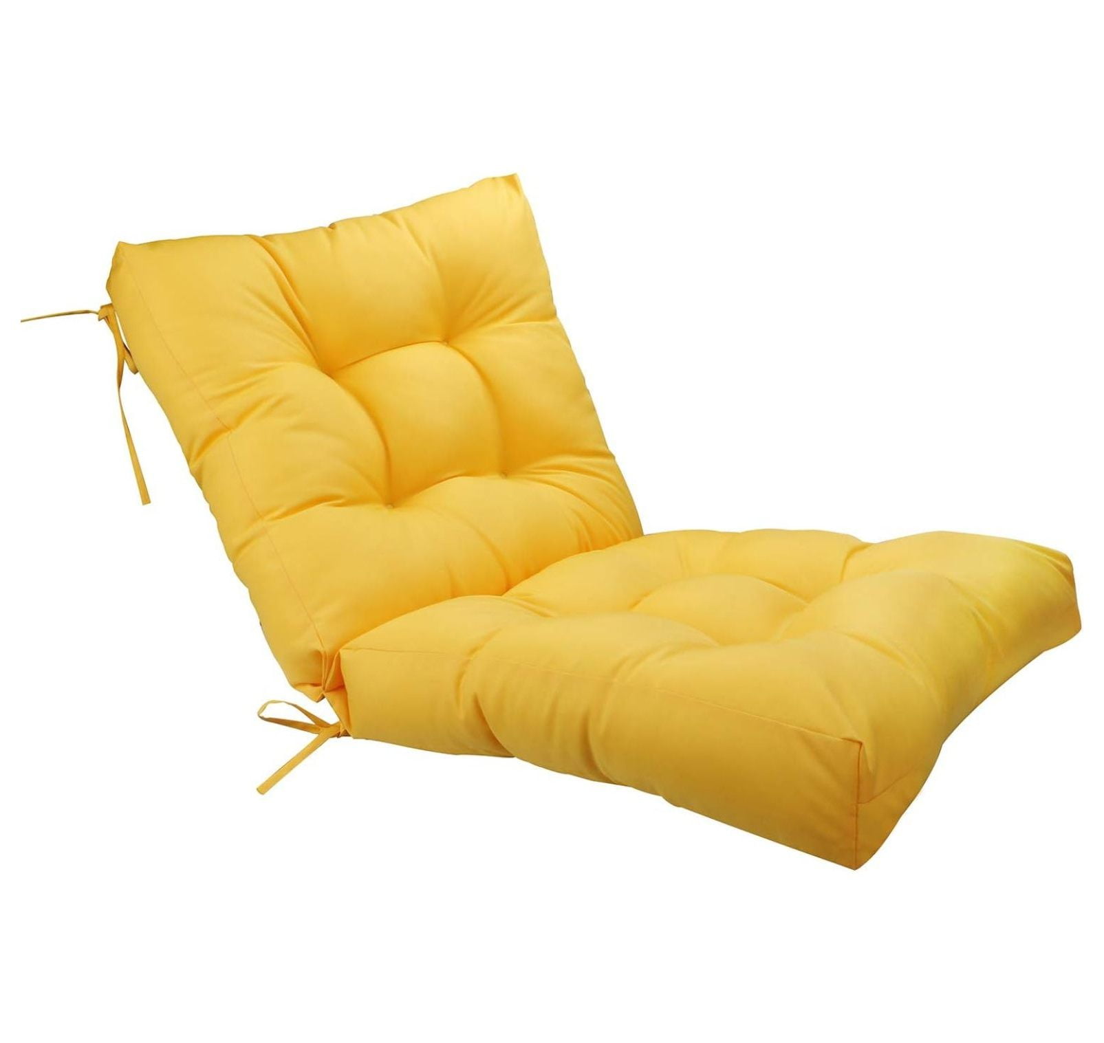 Outdoor Seat Back Chair Cushion, 20" x 20" Indoor Tufted Seating Patio Couch Furniture Replacement Cushions Set (Light Yellow, 1 Count) 1 Count (Pack of 1)