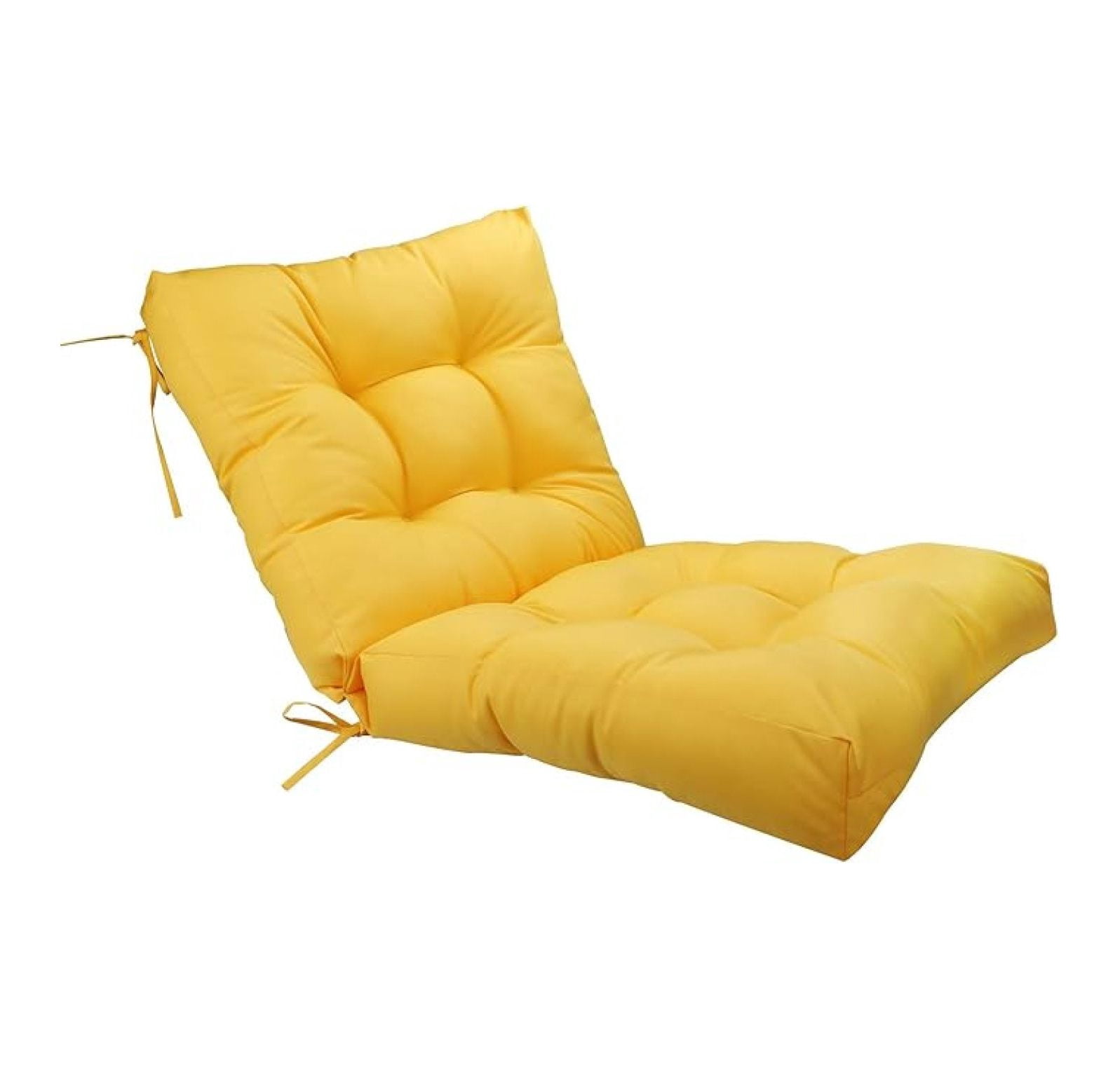Outdoor Seat Back Chair Cushion, 20" x 20" Indoor Tufted Seating Patio Couch Furniture Replacement Cushions Set (Light Yellow, 1 Count)