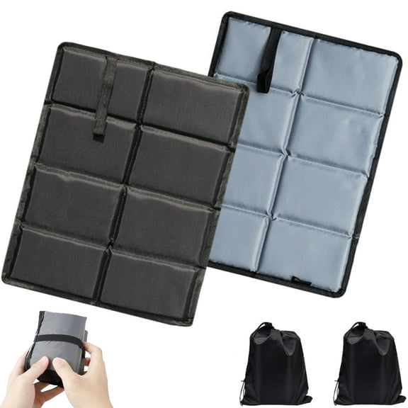Outdoor Seat Cushion, 2 Pieces Waterproof Thermal Seat Cushion, Foldable-Grey-Big