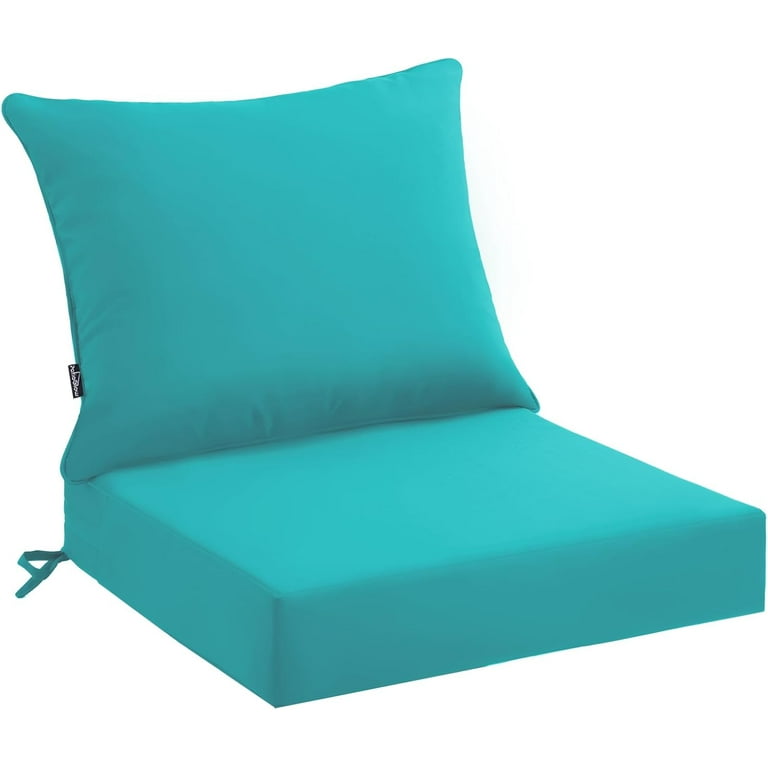 Outdoor Seat Cushion Set 22 x 22 x Inch, Waterproof Fade Resistant  Patio Furniture Cushions with Removable Cover and Ties, Thick Deep Seating  Pads