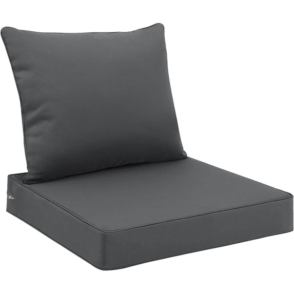 Outdoor Seat Cushion Set 24 x 24 Inch Waterproof & Fade Resistant Patio Furniture Cushions with Removable Cover Deep Seat & Back Cushion with Handle and Adjustable Straps for Chair Sofa Couch