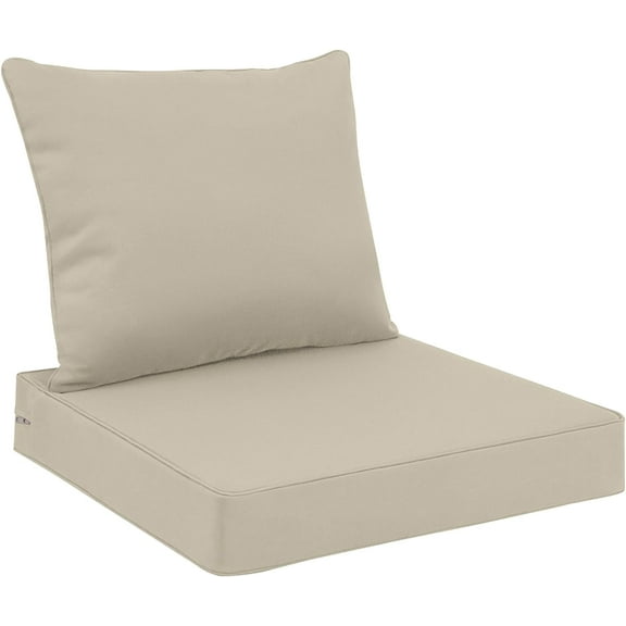 Outdoor Seat Cushion Set 24 x 24 Inch Water-Resistant & Fade-Resistant Patio Furniture Cushions with Removable Cover Deep Seat & Back Cushion with Handle and Adjustable Straps for Chair Sofa