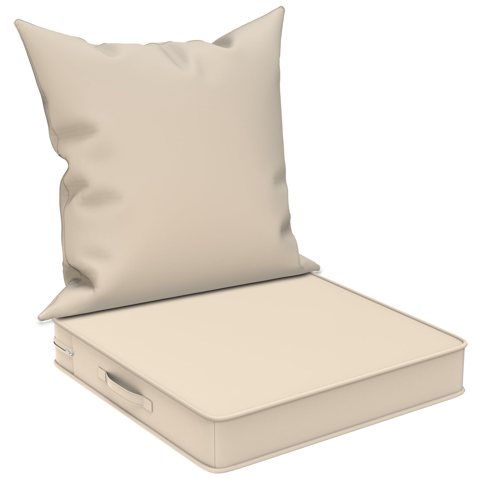 Yacona Outdoor Chair Cushions Set, 24x24in Patio Furniture Cushions with Handle, for Patio Furniture Chair Sofa, Beige