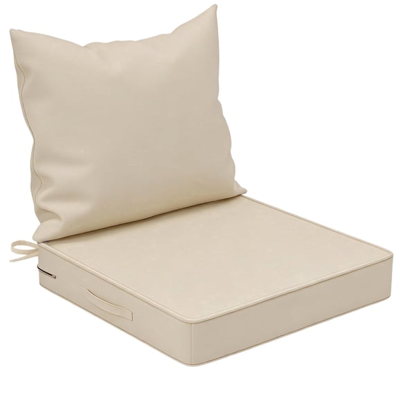 Yacona Outdoor Chair Cushions Set, 24x24in Patio Furniture Cushions with Handle, for Patio Furniture Chair Sofa, Beige