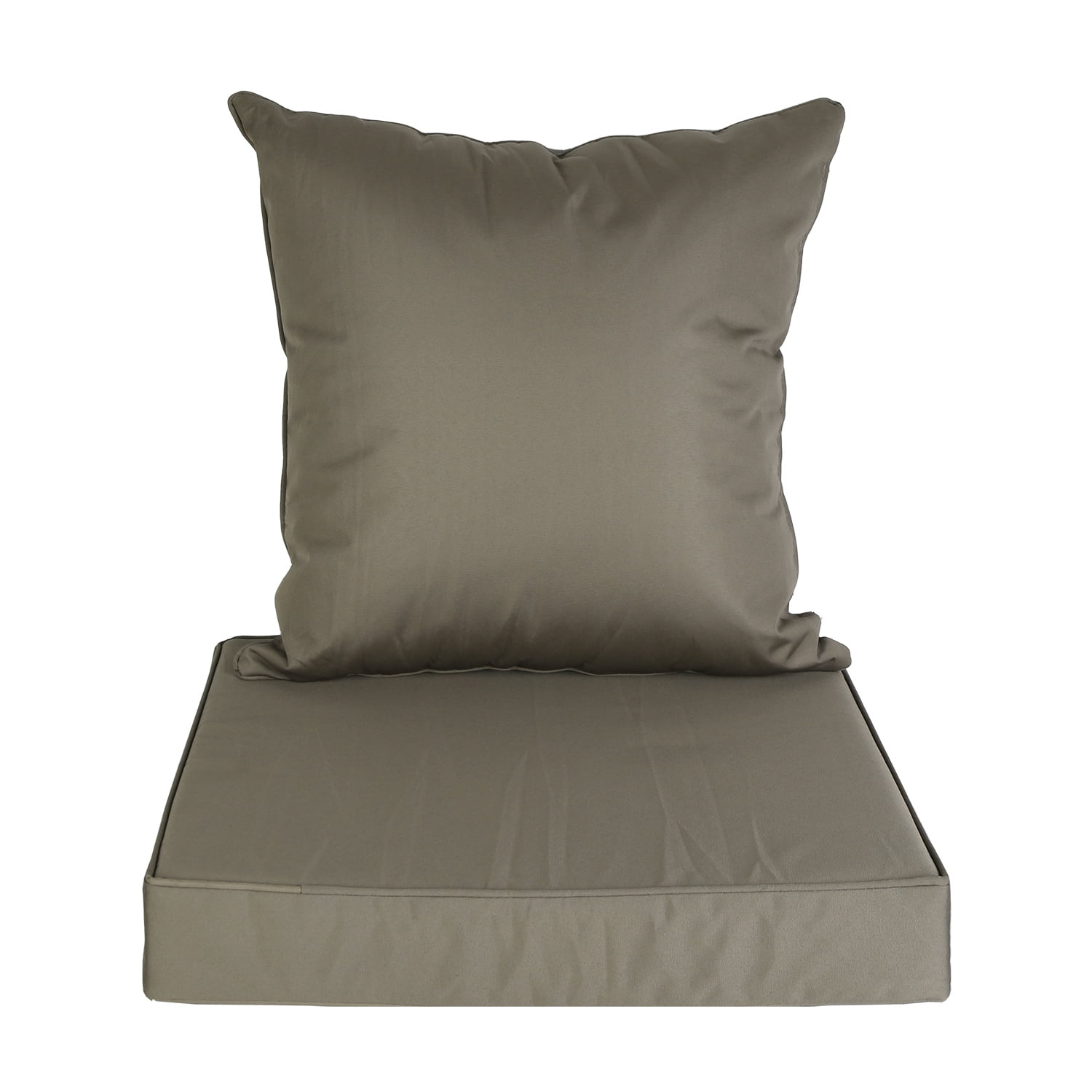 Outdoor Seat Cushion Set TeqHome 18" Square Pillow 19" Square Seat Cushion Waterproof Removable Cover Deep Seat & Back Cushion for Chair Sofa Couch Dark Grey