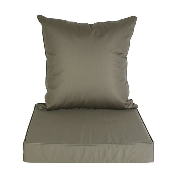 Outdoor Seat Cushion Set TeqHome 18" Square Pillow 19" Square Seat Cushion Waterproof Removable Cover Deep Seat & Back Cushion for Chair Sofa Couch Dark Grey