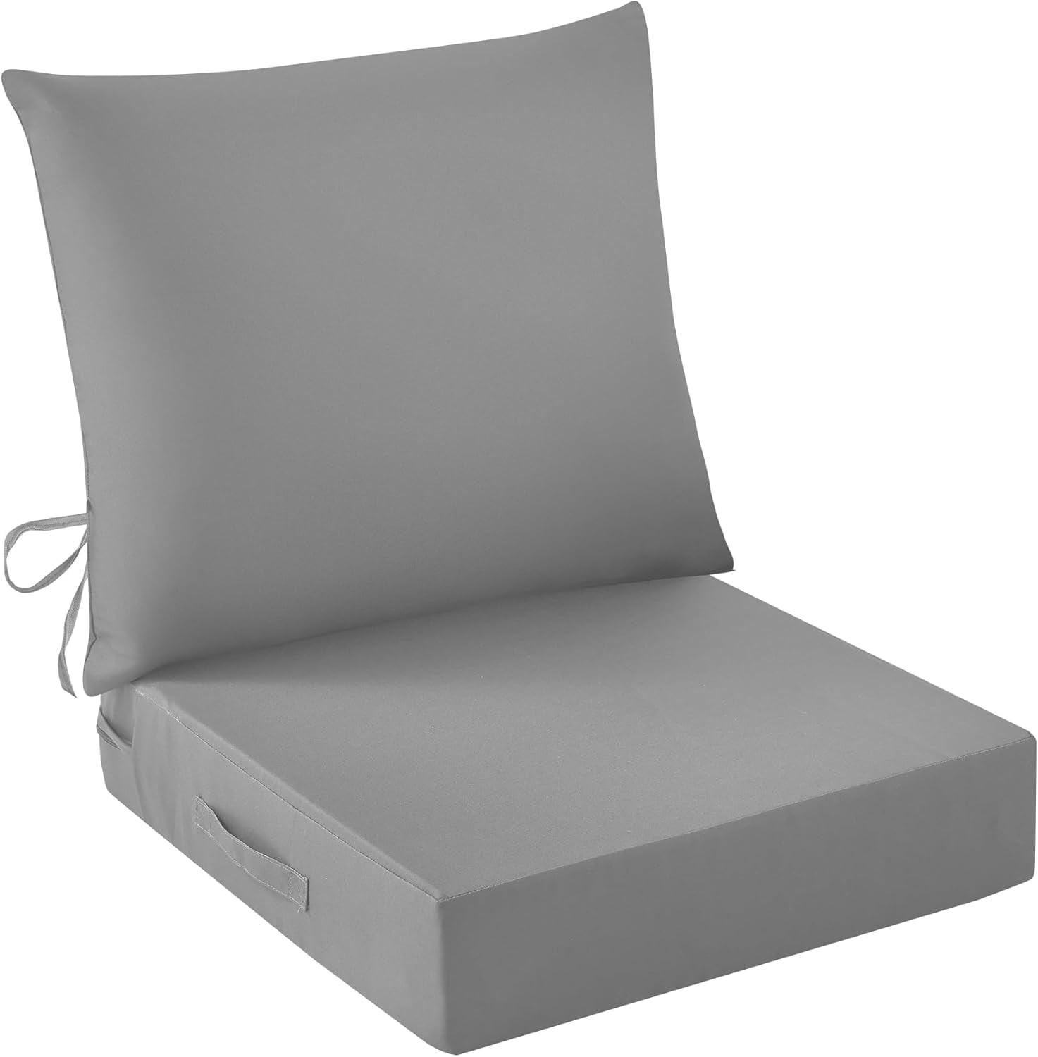 Outdoor Seat Cushion Set, Waterproof & Fade Resistant Patio Chair Cushions, Outdoors Cushion for Patio Furniture, 24 x 24 x 4 Inch, Outdoor Couch Cushions with Handle and Ties, Grey