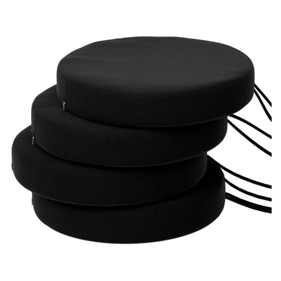 Outdoor Seat Cushions 4 Pack, 15 Inch Round Navy Blue Patio Chair Pads - Soft 2.8" Foam, Tie-On, Water-Resistant, Machine Washable for Dining & Bistro Chairs as picture