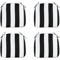 Outdoor Seat Cushions Set of 4 Patio Chair Cushions with Ties 16x17 Inch Black Stripe U-Shape Chair Pads for Outdoor Patio Furniture Garden Home Office