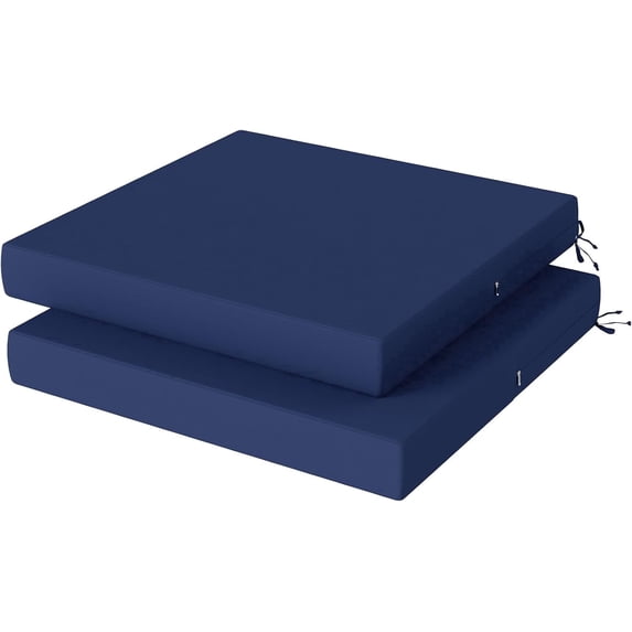 Outdoor Seat Pads Chair Cushions Pack of 2 Waterproof Patio Furniture Seat Cushions With Adjustable Straps for Patio,Garden,Living Room,19"x19"x3",Navy Blue