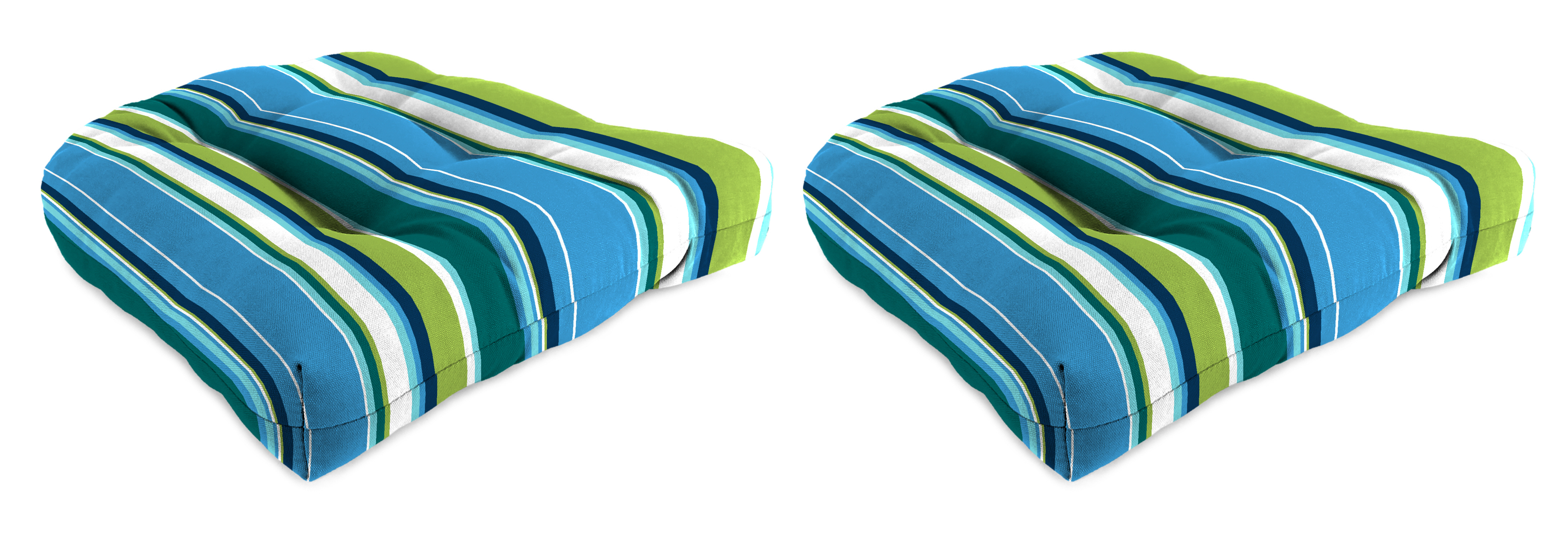 Jordan Manufacturing 18" x 18" Covert Capri Blue Stripe Square Tufted