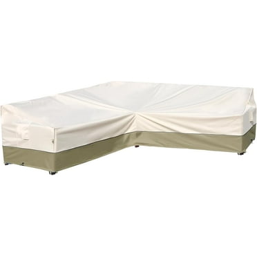 Outdoor Sectional Cover- Outdoor Patio Furniture Covers Waterproof Rip-Stop Anti-UV 600D Heavy Duty Outdoor Couch Cover with 3 Air Vent Sofa Cover (L-Shaped-Left facing-85''X85''),Light Green