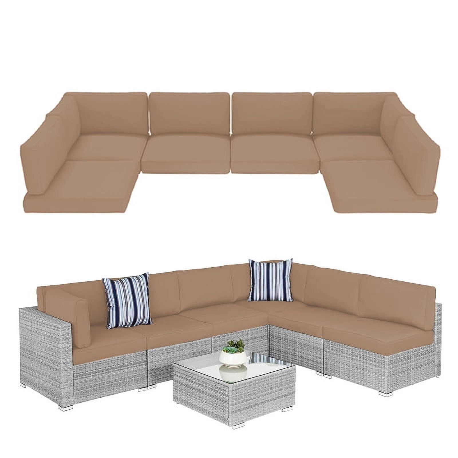 Outdoor Sectional Cushions, 6 Seat Patio Sectional Cushions, 4" Foam ...