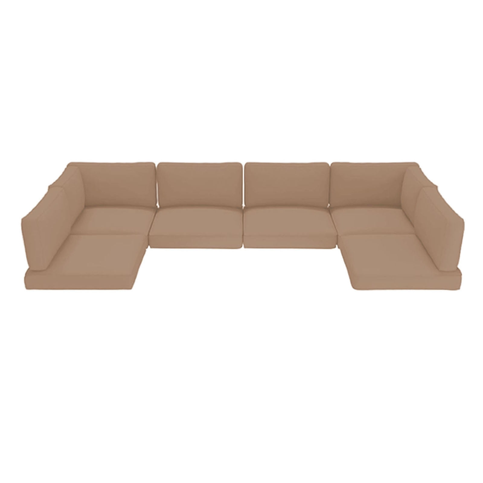 Outdoor Sectional Cushions, 6 Seat Patio Sectional Cushions, 4" Foam High-Density, Water-Resistant Patio Sofa Cushions Replacement Set（Beige）