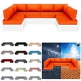 thumbnail image 1 of Outdoor Sectional Replacement Cushion Set, 14 Pcs Waterproof Patio Sofa Cushions 4" Foam High-Density Couch Cushion for 12-Seat Sectional Rattan Conversation Sets(Liner&Cover) (Orange), 1 of 7