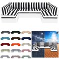 thumbnail image 1 of Outdoor Sectional Replacement Cushion Set, 14 Pcs Waterproof Patio Sofa Cushions 4" Foam High-Density Couch Cushion for 6-Seat Sectional Rattan Conversation Sets(Liner&Cover) (Black and white), 1 of 7