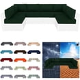 thumbnail image 1 of Outdoor Sectional Replacement Cushion Set, 14 Pcs Waterproof Patio Sofa Cushions 4" Foam High-Density Couch Cushion for 8-Seat Sectional Rattan Conversation Sets(Liner&Cover) (Dark Green), 1 of 7