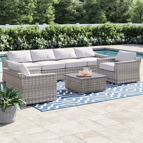 Outdoor Sectional Seating For 6 - 7 All-weather With Cushion 6 Water- And Comfortable Cushions