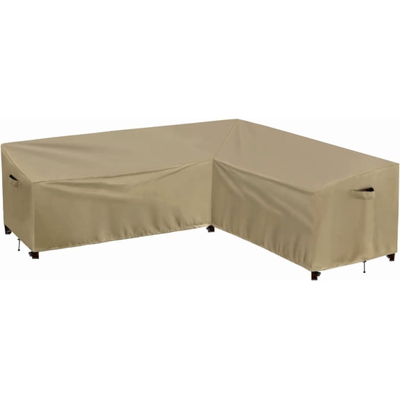 Outdoor Sectional Sofa Cover Waterproof L Shaped Patio Furniture Covers for Deck, Lawn and Backyard, 104”x83” Right Facing, Camel