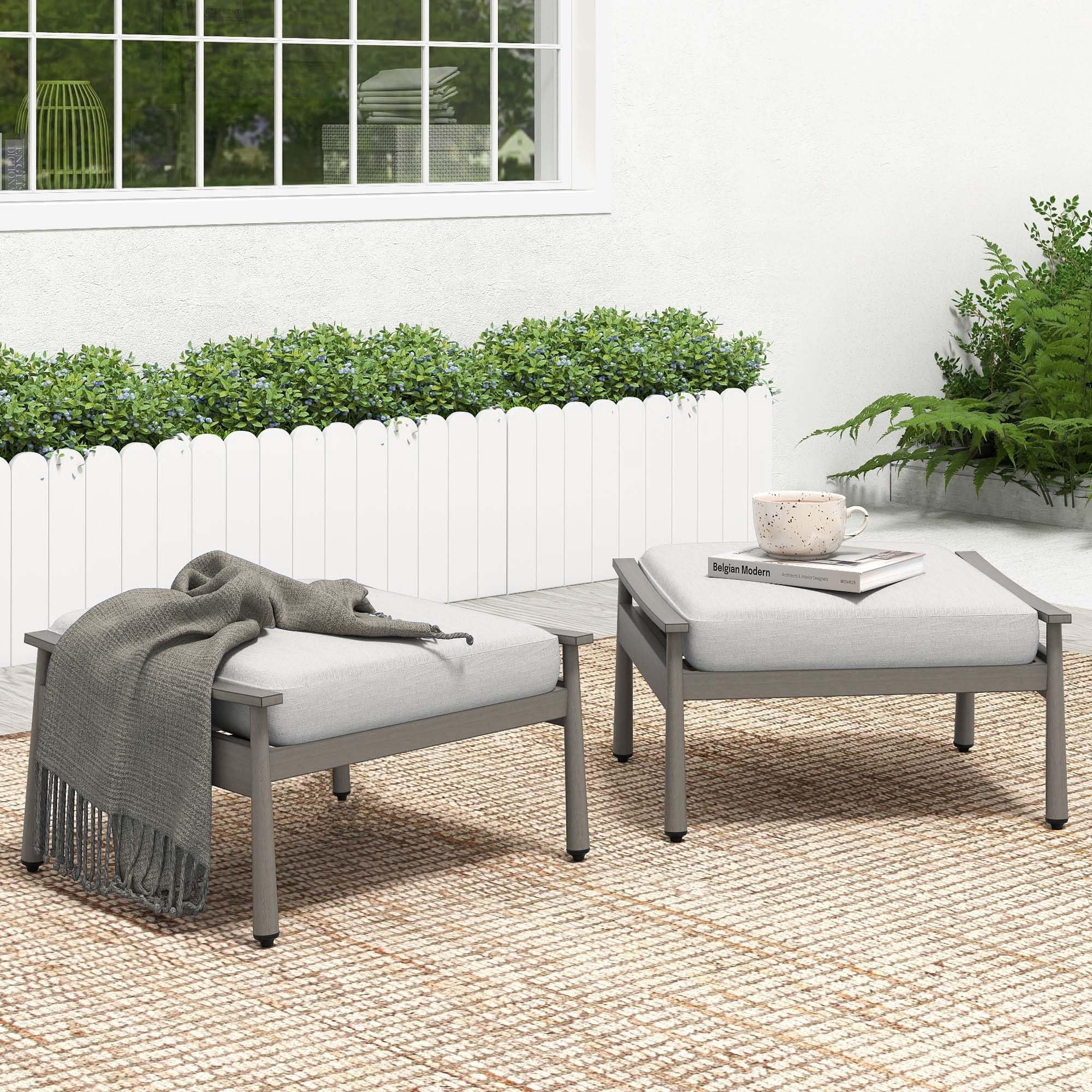 Outdoor Sectional Sofa Patio Conversation Set Wicker Loveseat with Coffee Table All Weather Rattan Furniture for Backyard Porch Balcony Deck, Gray