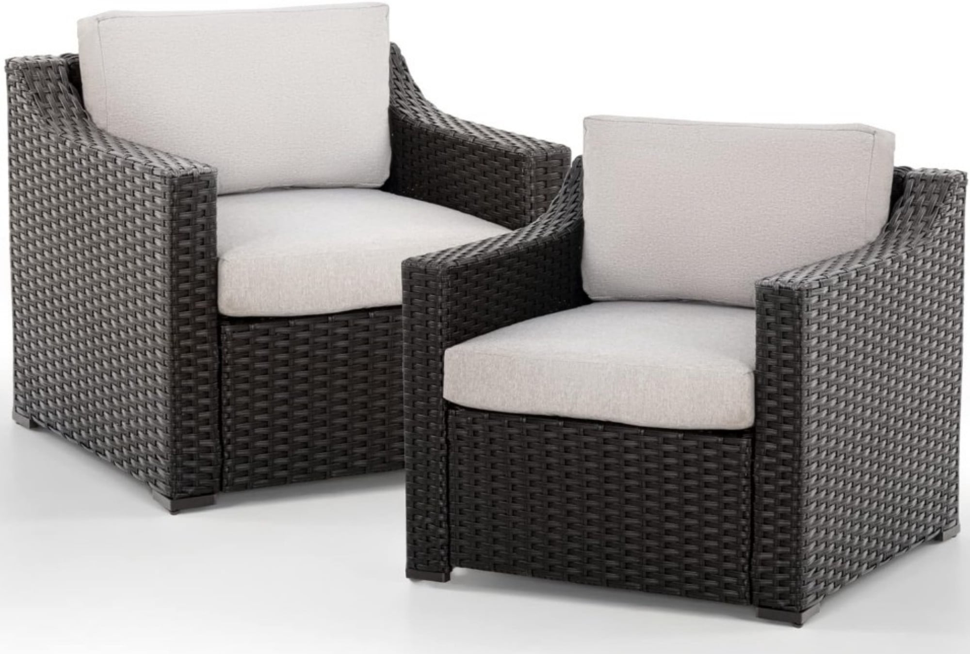Outdoor Sectional Sofa Patio Conversation Set Wicker Outdoor Furniture with 2 Chairs All Weather Cushioned Seating for Backyard Porch Balcony (Brown/Grey)