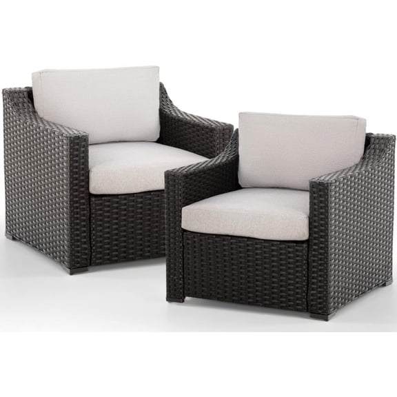 Outdoor Sectional Sofa Patio Conversation Set Wicker Outdoor Furniture with 2 Chairs All Weather Cushioned Seating for Backyard Porch Balcony (Brown/Grey)