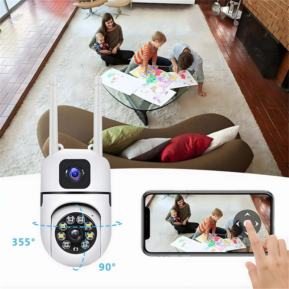 Outdoor Security Camera 2.4GHz WiFi 1080P HD Dome Surveillance Camera 360 Degree View Motion Detection Night Vision Waterproof Two Way Audio Cloud Storage Smart Home Security System