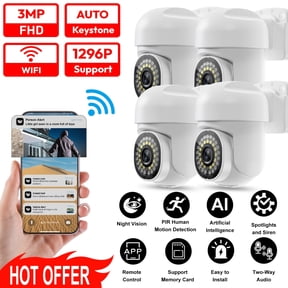Outdoor Security Camera 4 Pack, Wide Angle AI Motion Tracking, Open-Al GPT, 911 Pro Monitoring, US Local Cloud, 2-Way Audio for Indoor Home, Child, Elderly & Pet Monitoring