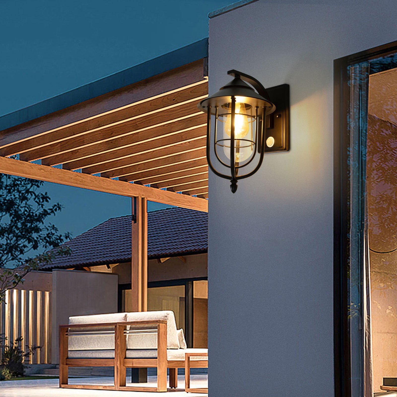 Outdoor Sensor Wall Light Exterior Garden Hallway Wall Lighting Wall Lamp IP65 for the Porch, Front Door, Garage, Backyard, Doorway, Garden, Courtyard, Hallway (Bulb Not Included)
